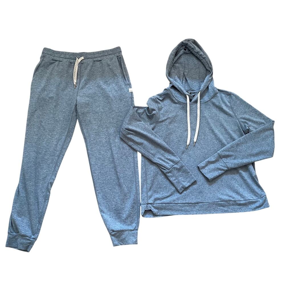 Vuori Performance Joggers and Pullover Hoodie Set Light Blue, Athleisure, Size S